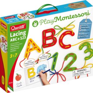 Quercetti Play Montessori Toys – Lacing ABC + 123 –
