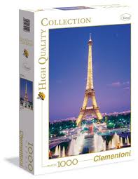 Puzzle Paris 1000 pièces Trefl, avec la Tour Eiffel, l’Arc de Triomphe et d’autres monuments célèbres de Paris.