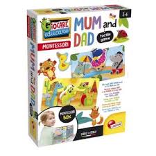 Giocare Educare - Montessori - Jeu Tactile Maman et Papa : cartes tactiles représentant Maman et Papa avec des textures pour favoriser l'éveil émotionnel et la motricité fine des enfants.