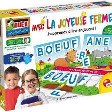 Jeu éducatif Lisciani La Joyeuse Ferme avec figurines et cartes colorées pour enfants.