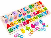 Tableau de correspondance numérique en bois livré avec lettres en bois, chiffres en bois et anneaux en plastique pour compter. https://etoilejouet.ma/wp-content/uploads/2024/08/tableau-de-correspondance-numerique-en-bois-etoile-jouet.jpg