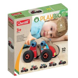 Le QUERCETTI Playbio Wooden Vehicle est un ensemble de 32 jouets éducatifs et colorés conçus pour favoriser la créativité, Contenu :- 12 éléments de construction- 8 écrous- 4 boulons- 4 roues- 4 cubes à boulonner- 1 carte en car https://etoilejouet.ma/wp-content/uploads/2025/02/quercetti-vehicule-en-bois-playbio-32-pieces-etoile-jouet.jpg