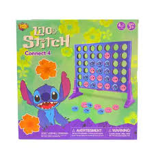 Jeu Connect 4 – Lilo & Stitch avec plateau coloré et jetons décorés à l’effigie de Stitch, jeu de stratégie pour enfants.