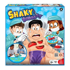Jeu Shaking Operation Table avec table d’opération et pièces à retirer, dans un design coloré et ludique.