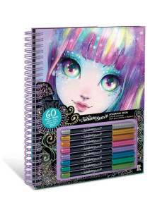 Livre de coloriage Isadora Nebulous Stars avec pages noires, illustrations féeriques à colorier, et designs lumineux.