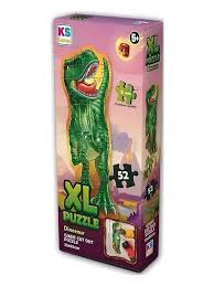 Puzzle KS Games Dinosaur XL 52 pièces avec dinosaures colorés, adapté aux enfants de 3 ans et plus.