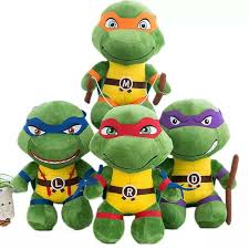 Peluche Tortue Ninja verte avec bandeau coloré, douce et idéale pour enfants et collectionneurs.