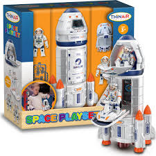 Space Explorer Play Set pour enfants avec sons et lumières interactifs, astronautes et véhicules spatiaux.