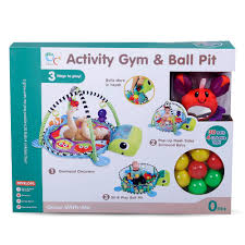 tapis eveil bebe tortue avec arche jouets suspendus et balles baby moo