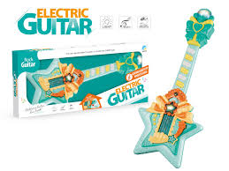"Guitare jouet pour enfants en plastique coloré, idéale pour initier les enfants à la musique et encourager leur développement créatif."