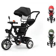 Tricycle bébé évolutif 4 en 1 avec barre parentale pour enfant de 18 mois à 25 kg