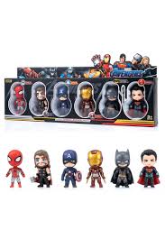 figurines Avengers 6 pièces avec super-héros Marvel colorés
