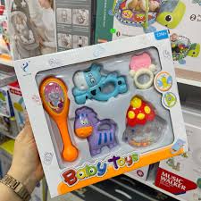 kit hochet bébé 5 pièces avec hochets colorés et formes variées