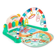 Tapis d’Éveil Bébé Multicolore Arc-en-Ciel Musical avec jouets suspendus et touches musicales