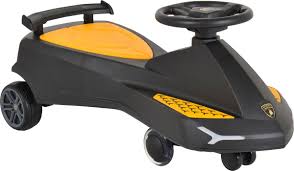 voiture à balancier Lamborghini noir pour enfant avec volant et design sport