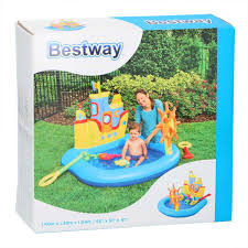 Piscine gonflable Bestway 52211 bateau pirate Play Center pour enfants avec jeux aquatiques