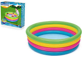Piscine gonflable Rainbow 157 x 46 cm avec 4 anneaux colorés pour enfants