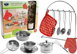 set cuisine enfant métal 23 pièces avec accessoires réalistes