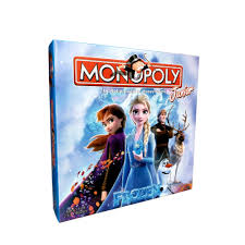 monopoly junior frozen jeu enfant avec plateau coloré et personnages reine des neiges
