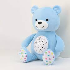 Baby Sunki Star Projector Plush Bear doudou lumineux avec projection d’étoiles et musique apaisante pour bébé.