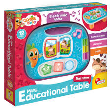 Carotina Mini Educational Table Farm Lisciani avec sons d’animaux et activités éducatives pour bébé.
