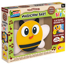 Montessori Baby Wood Musichini Lisciani jouet musical en bois interactif pour bébé.