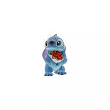 Mini figurine Stitch entouré de fleurs colorées, décoration Disney mignonne et originale.