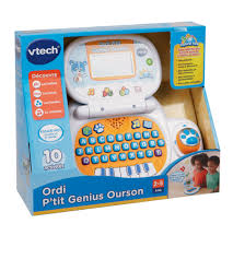 Ordinateur P’tit Genius ourson bleu jouet éducatif interactif enfant apprentissage lettres chiffres couleurs