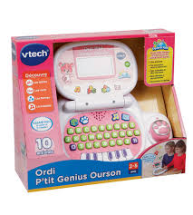 Ordinateur P’tit Genius ourson rose jouet éducatif interactif enfant apprentissage lettres chiffres couleurs
