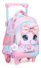 Sac à dos à roulettes Chimola Bunny BT177 12 pouces avec design lapin, trolley renforcé et trois roues en silicone.