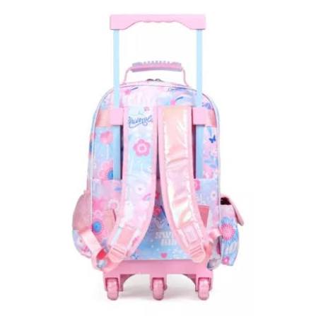 Sac à dos à roulettes Chimola Bunny BT179 16 pouces avec design lapin, trois compartiments, tissu imperméable et trolley renforcé.