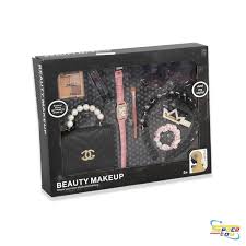 Beauty Makeup Set ANDINA avec sac à main, rouge à lèvres factice, boucles d'oreilles et accessoires de beauté pour enfants.