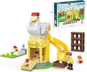 ICW City Chicken Coop Building Block Set 284 pièces avec poulailler et figurine
