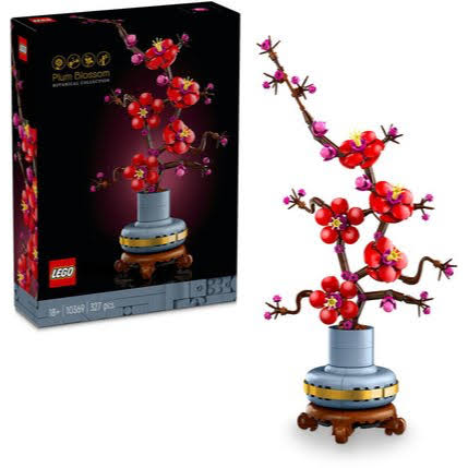 LEGO® Les fleurs de prunier, set de la collection botanique avec branche fleurie et pot décoratif en briques LEGO®.
