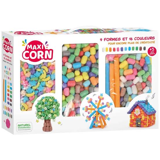 Ludi Pack Maxi Corn avec flocons de maïs colorés biodégradables pour loisirs créatifs dès 3 ans.