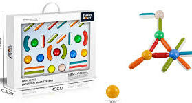 Magnetic Bar Blocks 27pcs jeu de construction magnétique éducatif pour enfants avec 27 pièces colorées.