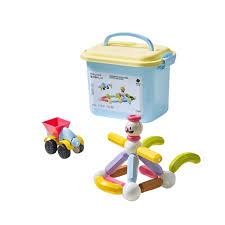 Magnetic Building Sticks and Balls, jeu de construction magnétique avec tiges colorées et billes métalliques.