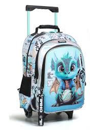 Sac à dos trolley Dragon 18 pouces avec roulettes et chariot pour enfant