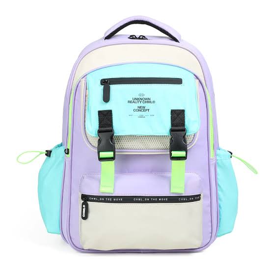 Sac à dos Colorblock 48cm nude aux couleurs pastel lilas turquoise et beige
